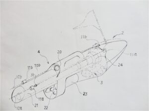 ゴンドラフィシング用の搬送装置の特許申請図面です