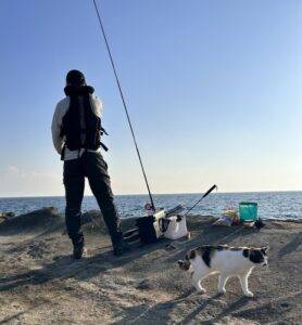 釣り人と猫